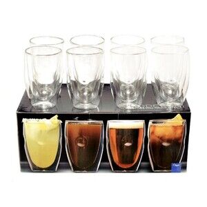 Moderna Artisan Series Double Wall 8 oz Beverage Glasses Set of 8 Drinking